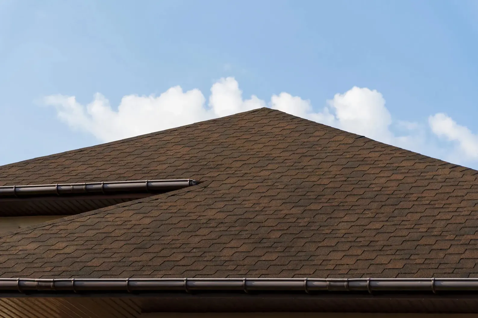 Wide angle shot of a brand new roof installed by MBC Roofing